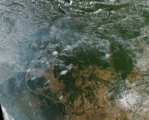 Satellite view of the fires in the Amazon (source NASA/Flickr) 