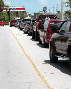 Cars line up to refuel in Florida