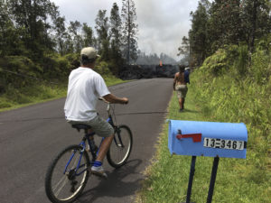 Lava over a road in Hawaii