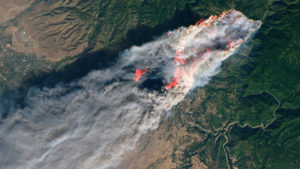 Camp Fire satellite image, taken November 8. (Source: NASA)