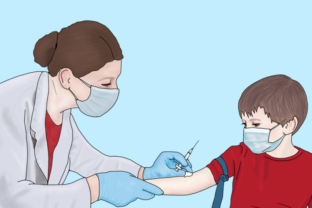 child receiving vaccine