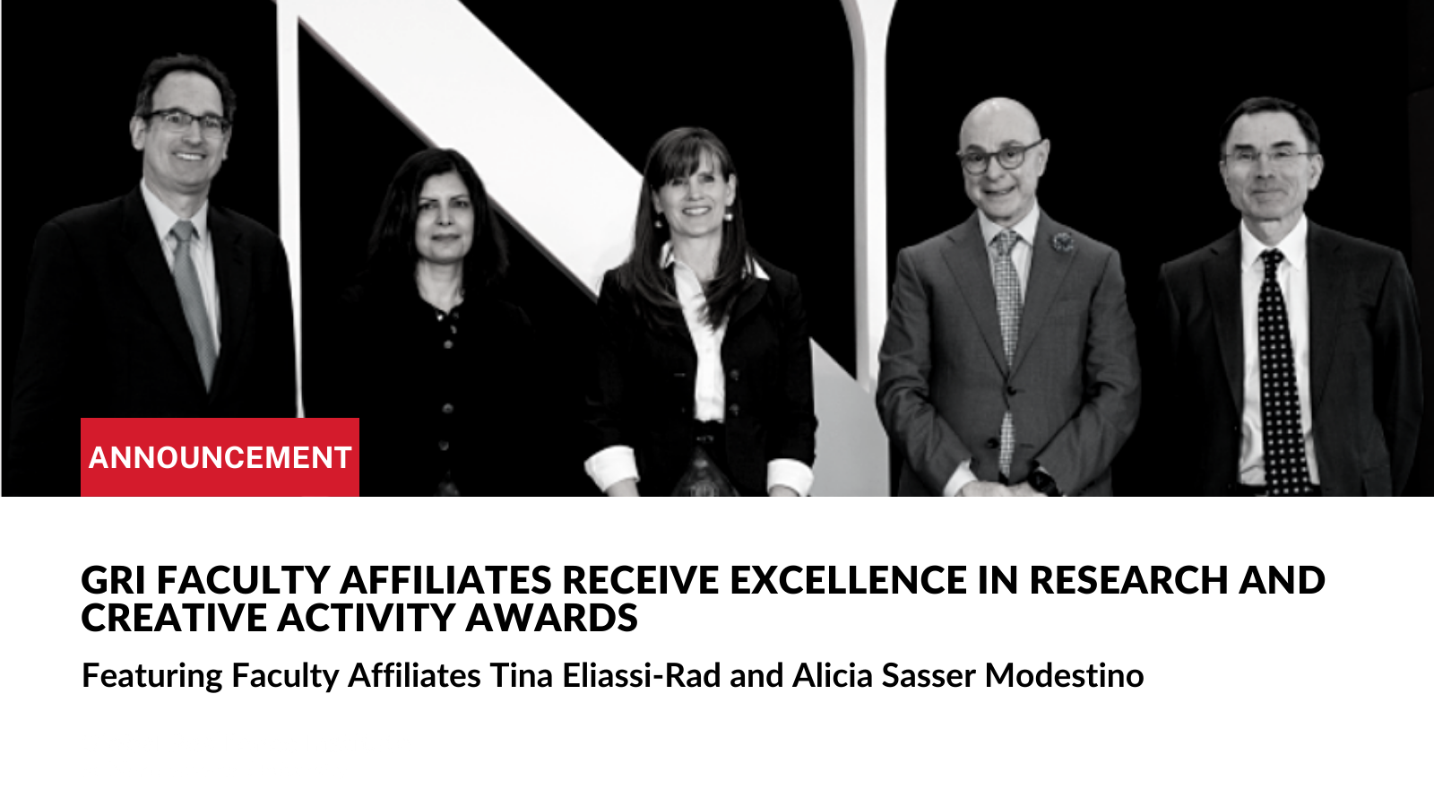 GRI Faculty affiliates receive Excellence in Research and Creative Activity Awards